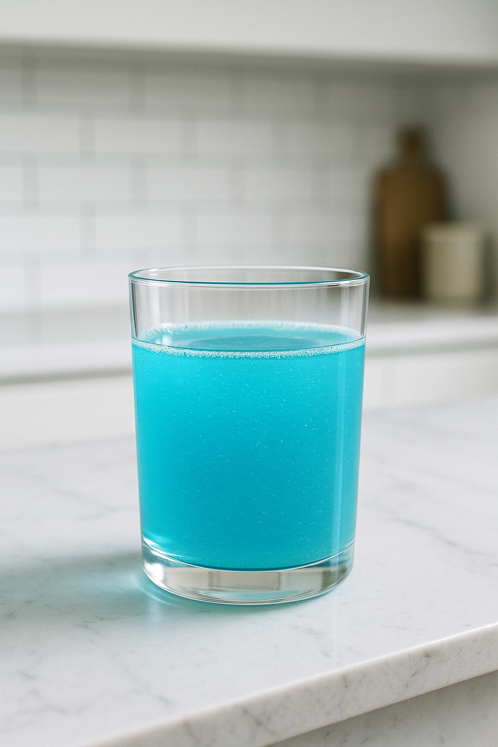 Does the blue salt trick really work - bright blue spirulina drink close-up