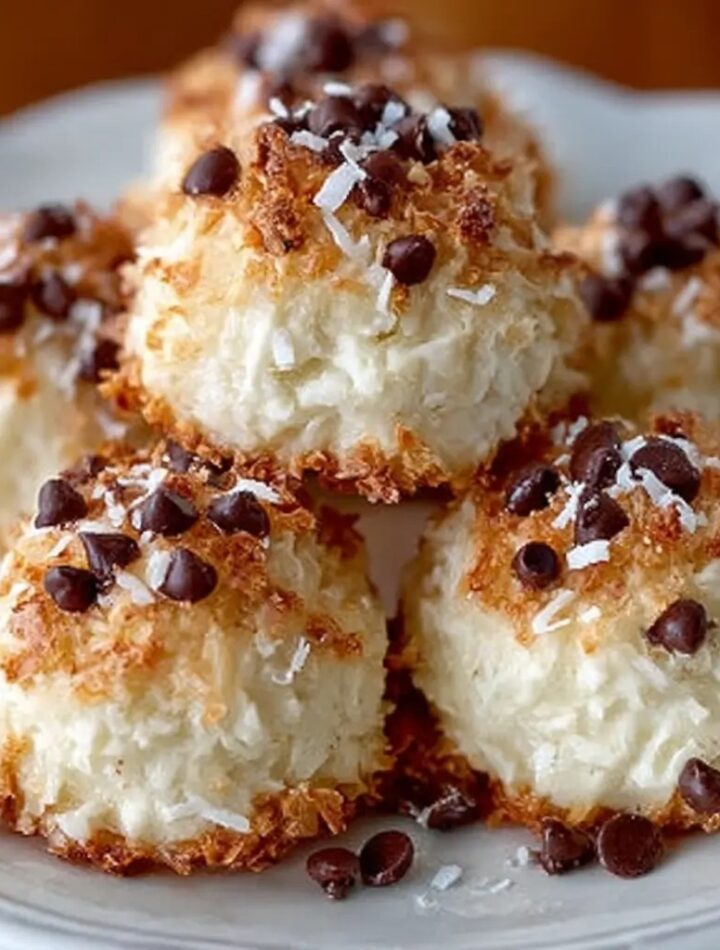 Chocolate coconut Easy No-Bake Moose Farts dessert balls served on a white plate, quick no-bake Canadian treat.