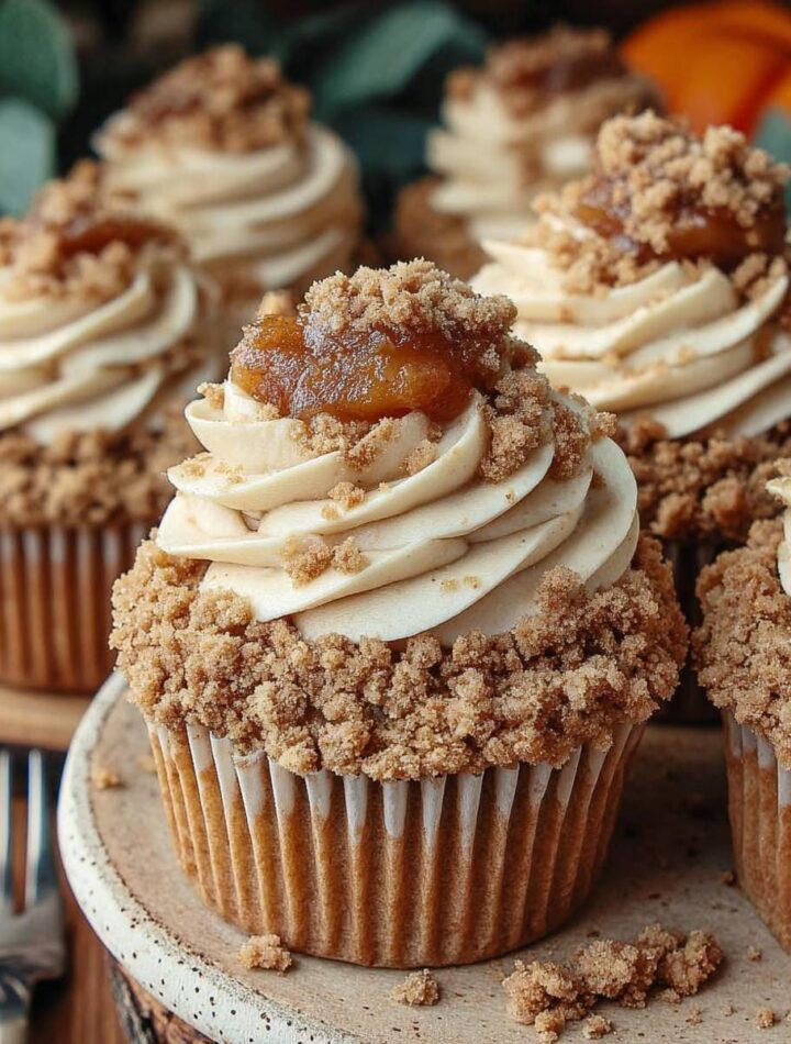 Delicious apple crumble cupcakes topped with cinnamon crumble and caramel drizzle — the perfect fall dessert recipe for 2025.