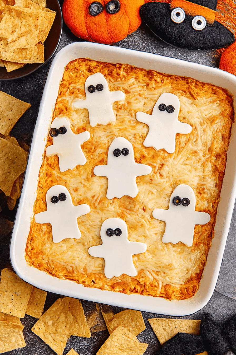 Halloween Buffalo Chicken Dip (Boo-ffalo Dip)
