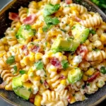 Perfect Mexican Street Corn Pasta Salad with creamy dressing, lime, and grilled corn.