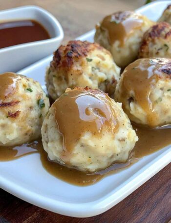 Homemade Turkey Stuffing Balls fresh out of the oven