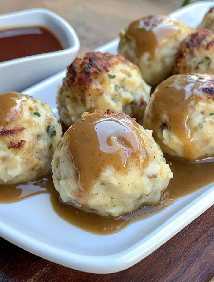 Homemade Turkey Stuffing Balls fresh out of the oven