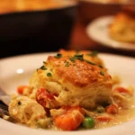 Red Lobster Biscuit Chicken Pot Pie with golden cheddar bay biscuits and creamy chicken filling