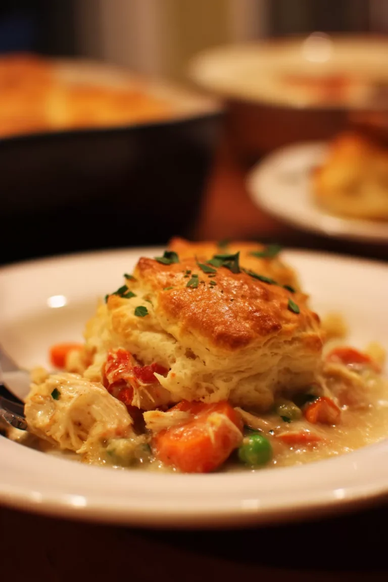 Red Lobster Biscuit Chicken Pot Pie with golden cheddar bay biscuits and creamy chicken filling