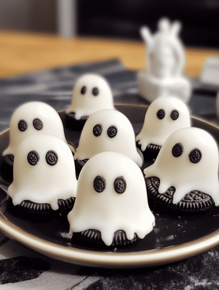Ghost Oreo Balls – cute no-bake Halloween truffles made with Oreos, cream cheese, and white chocolate.